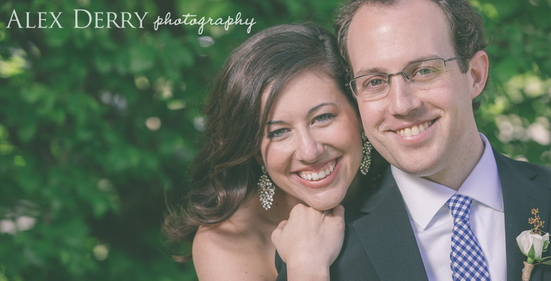 Alex Derry Photography Bride and Groom with blue gingham tie